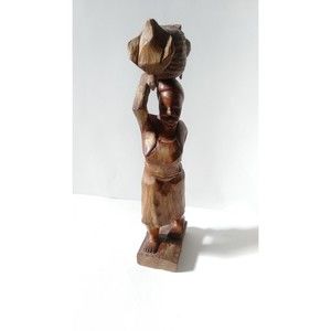 Hand Carved Wood African Sculpture 15 " Tall Artwork
